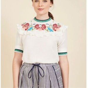 Anthropologie A Picture’s Worth Embroidered Top